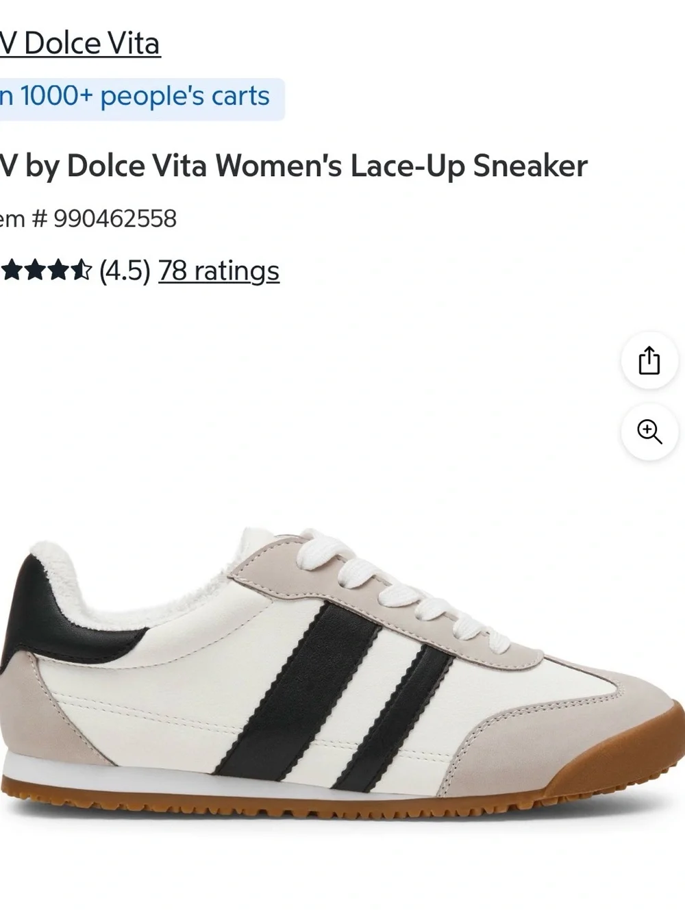 Dolce Vita White, Black & Tan Lace-Up Athletic Sneaker